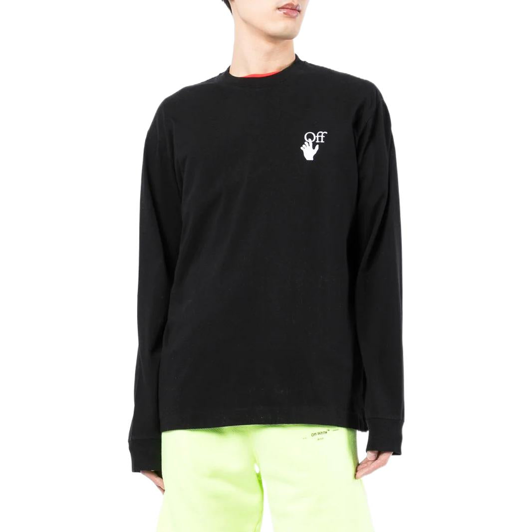 Men's Off-White FW22 Logo Round Neck Long Sleeves Version Black OMAB064F21JER0061001BLACK