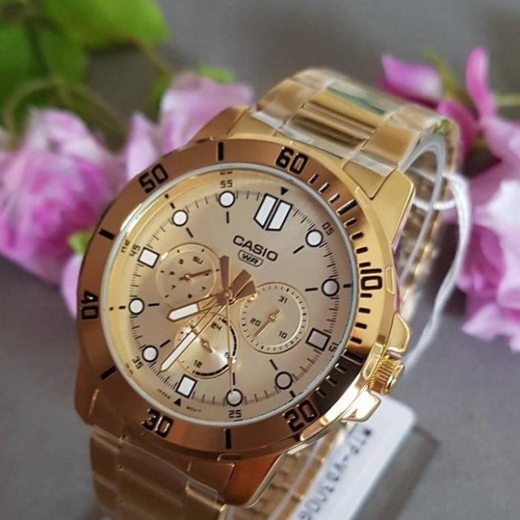 CASIO DRESS Series Quartz Waterproof Mens Gold Analog MTP-VD300G-9EUDF