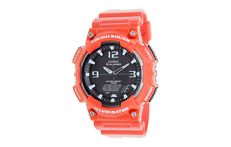 CASIO Sports Solar Powered Quartz Waterproof Mens Orange Analog AQ-S810WC-4A