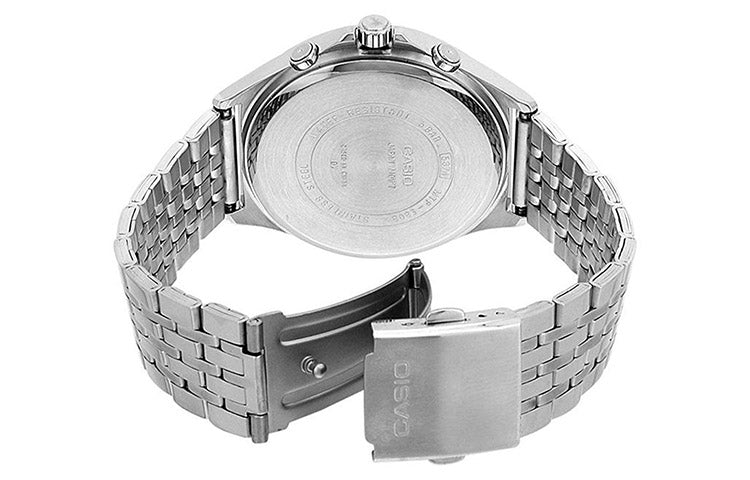 CASIO Waterproof Stainless Steel Strap Unisex Black Dial Strap Mens Black Analog MTP-E303D-1AVDF
