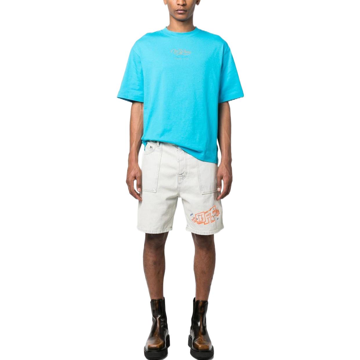 Off-White embroidered-logo Denim Shorts OMYC014S23DEN0014066