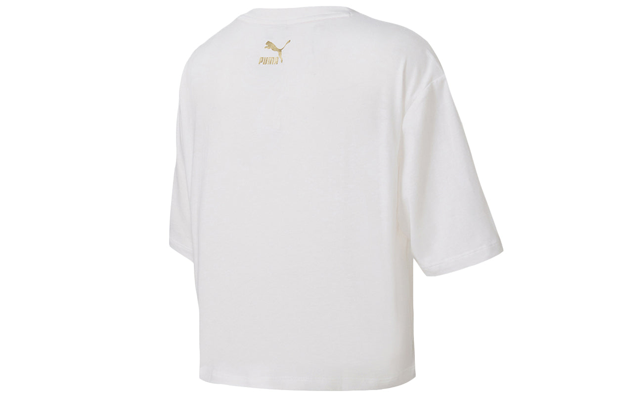(WMNS) PUMA Rainbow Logo Print Loose T-Shirt  'White' 599998-62