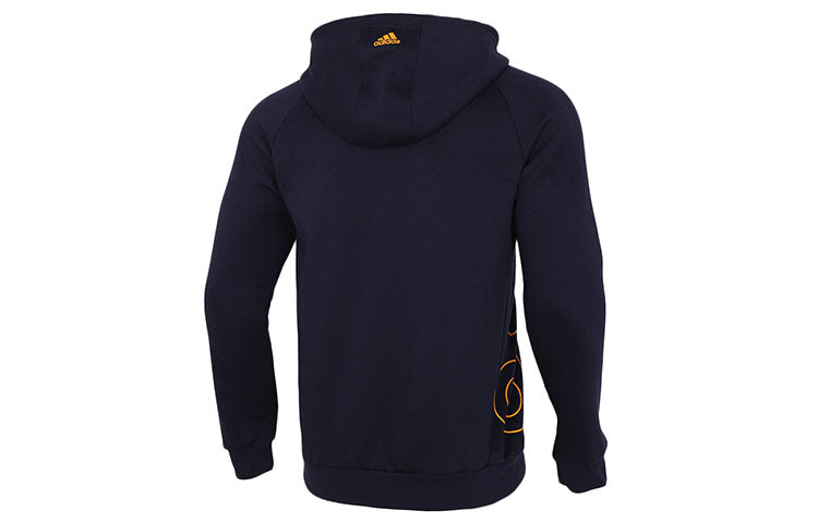 Men's adidas Big Lo Hd Fl Logo Printing Fleece Lined Stay Warm Pullover Blue HB5092