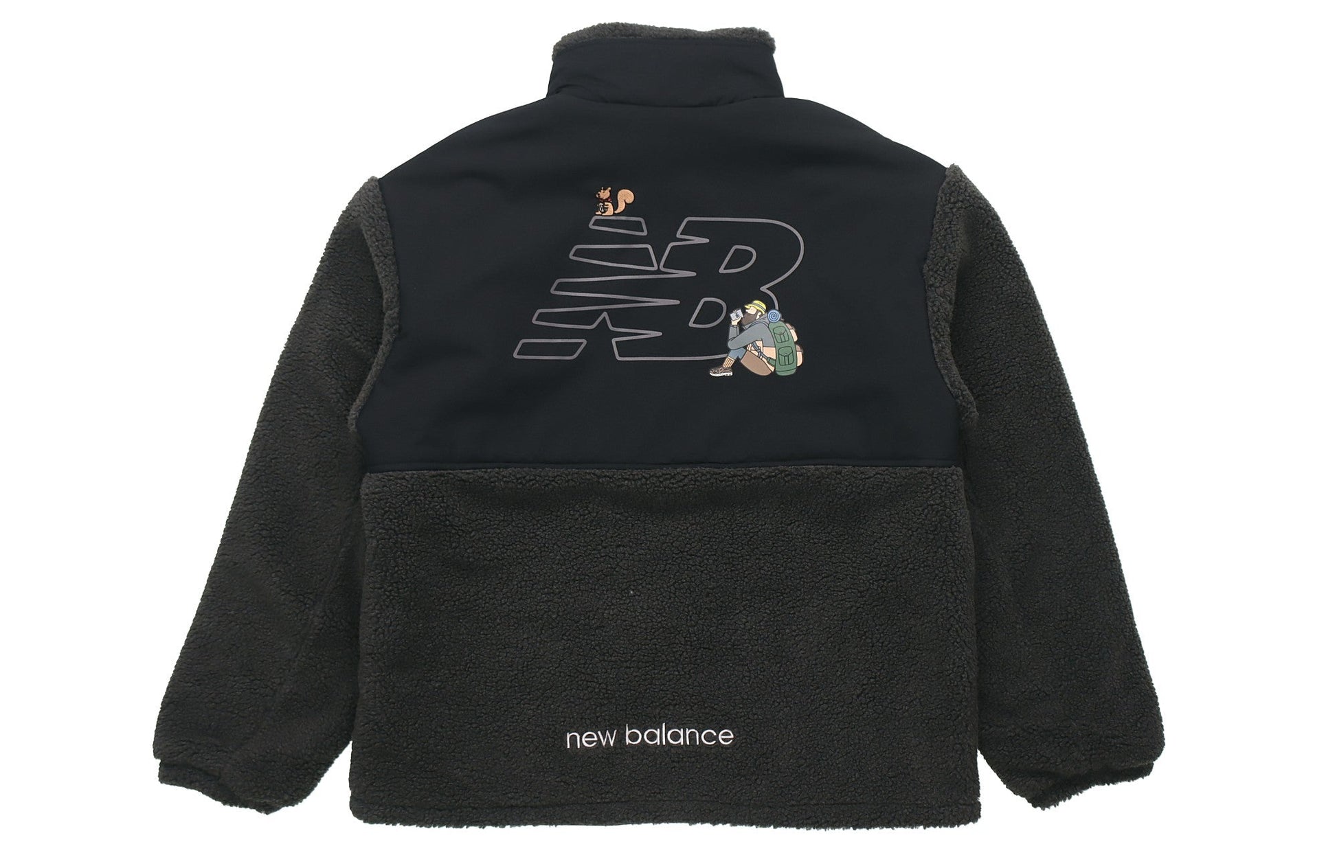 New Balance x JHI Crossover Stay Warm Splicing Lamb's Wool Reversible Stand Collar Jacket Black NQA89013-BK