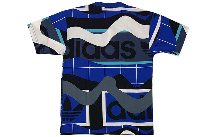 adidas originals Version Printing Round Neck Short Sleeve Blue FM1554