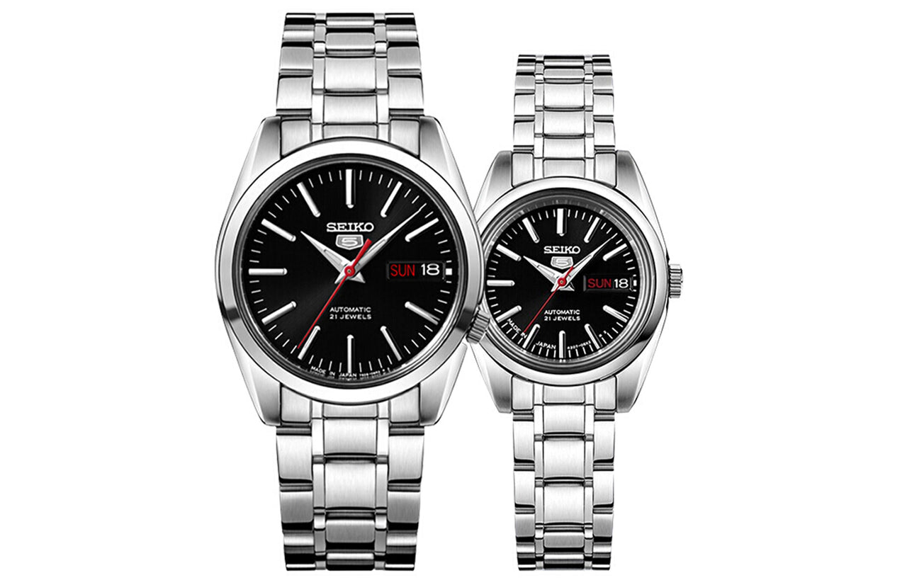 SEIKO Unisex Mechanical Black/Silver SNKL45J1+SYMK17J1