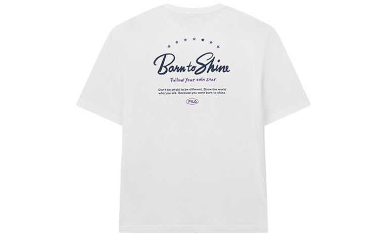 FILA Born To Shine Subject Slogan Printing Short Sleeve Unisex White F71U028104F-WT
