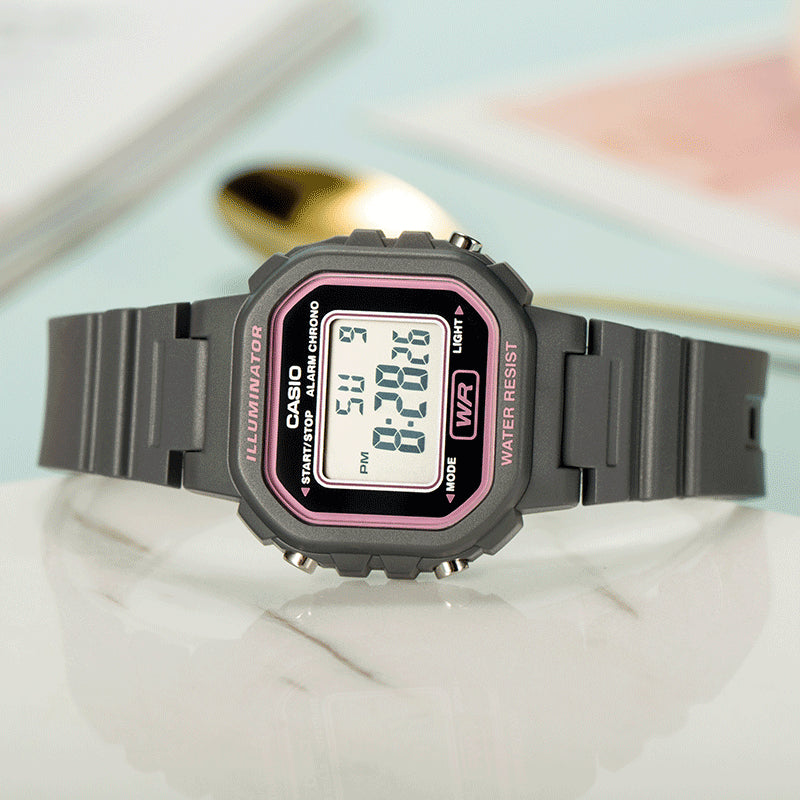 CASIO Waterproof Sports Unisex GrayPink Digital LA-20WH-8A