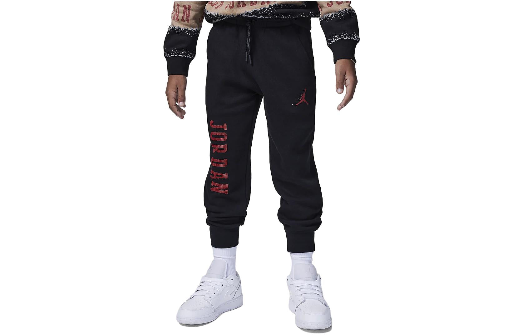 (GS) Air Jordan MJ Essentials Member Sweatpants 'Black Red' FV5648-010