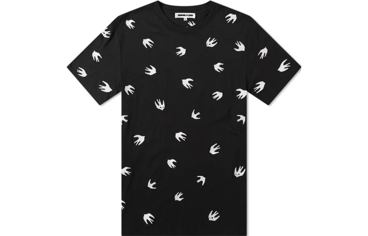 Men's McQ Alexander McQueen Contrasting Colors Embroidered Short Sleeve Black 291571-RMT64-1000