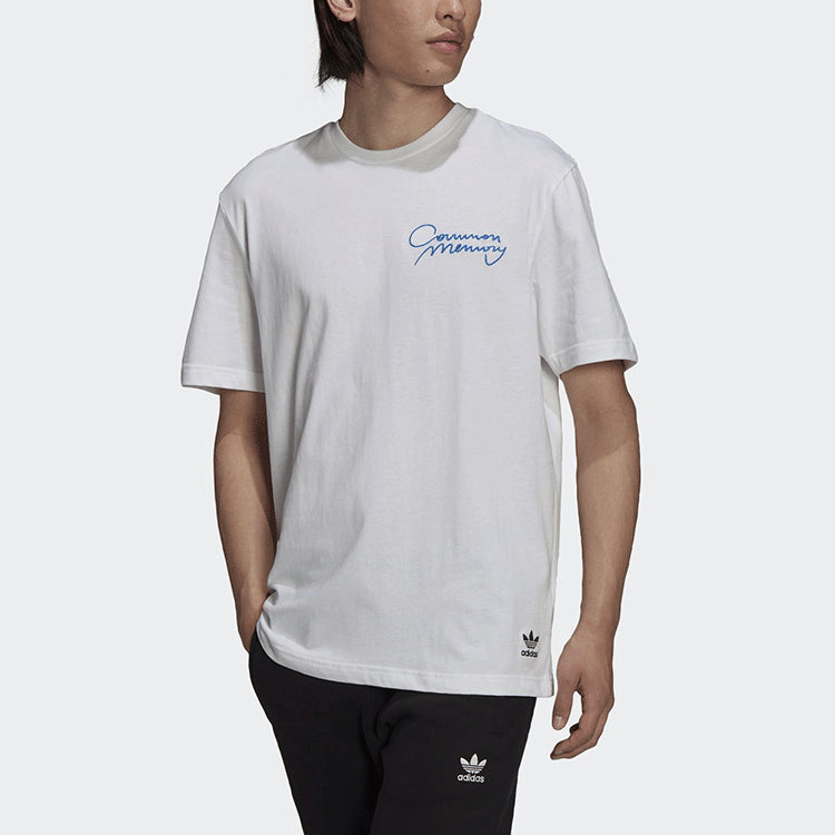 adidas originals Back Alphabet Embroidered Loose Round Neck Short Sleeve White H13523