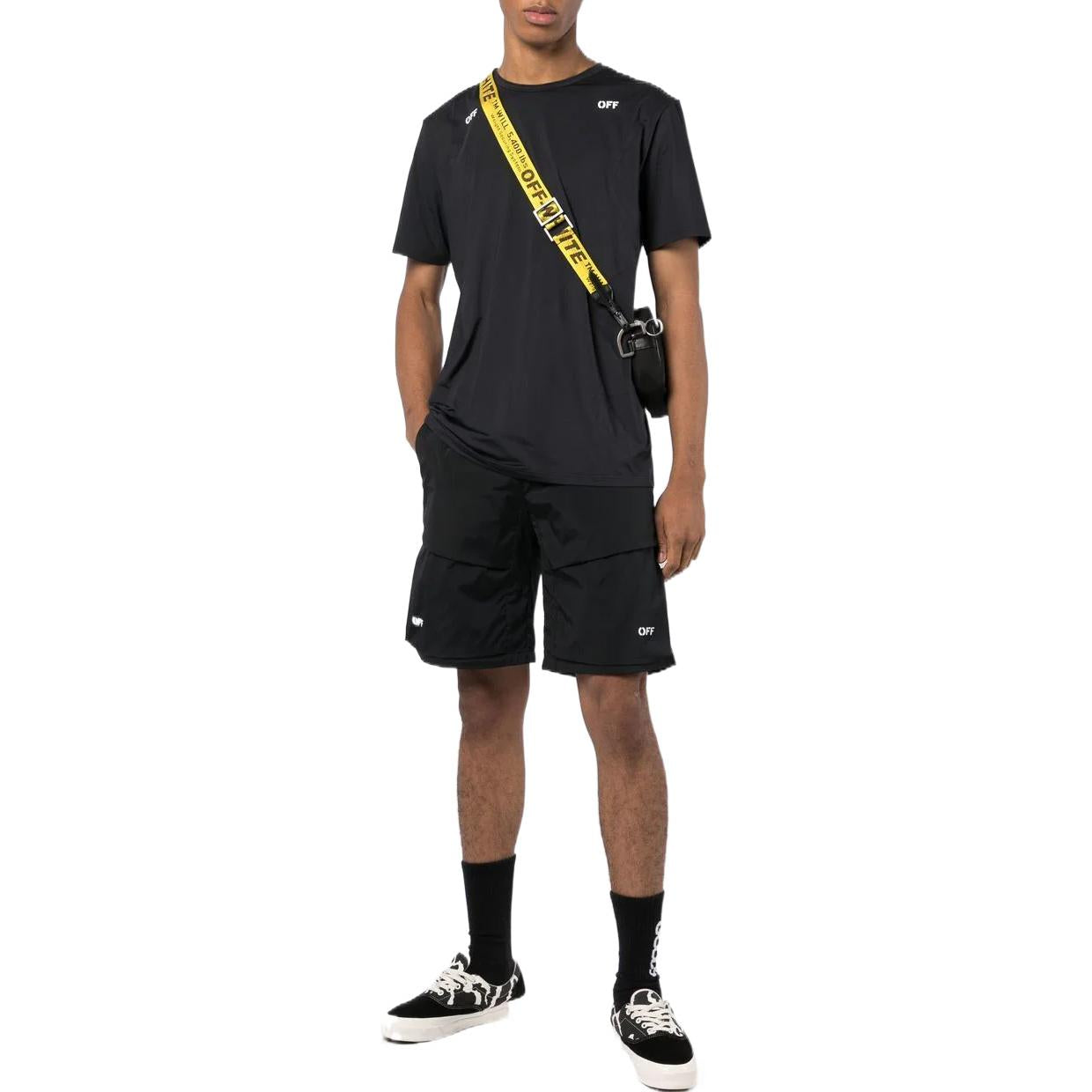 Men's Off-White SS22 Solid Color Drawstring Straight Shorts Black OMVH019C99FAB00110011001