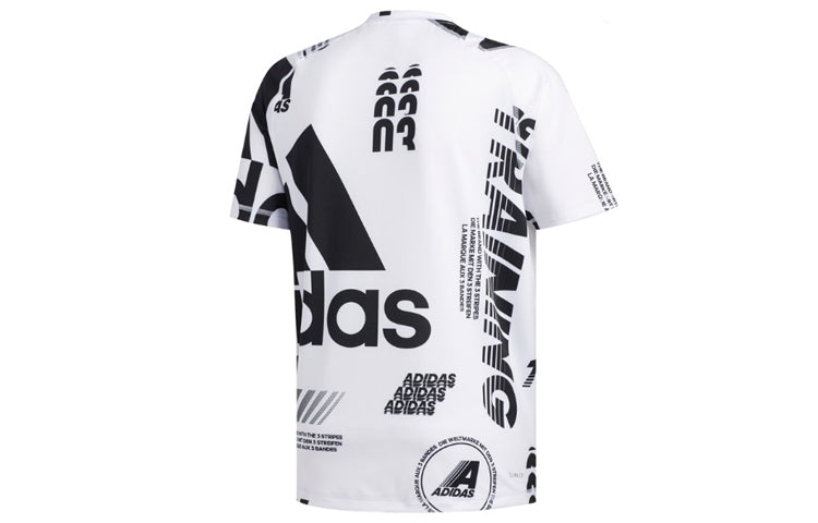 adidas FreeLift Daily Print Tee 'White Black' DX9513