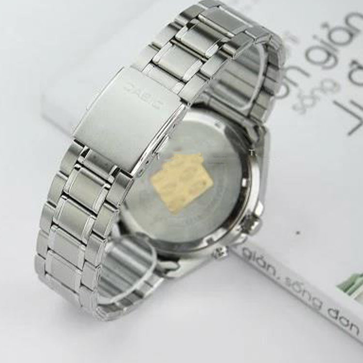 Men's CASIO Waterproof Quartz Date Display Led Lighting 46mm Stainless Steel Strap Watch Mens Silver Analog MTP-E205D-7AVDF