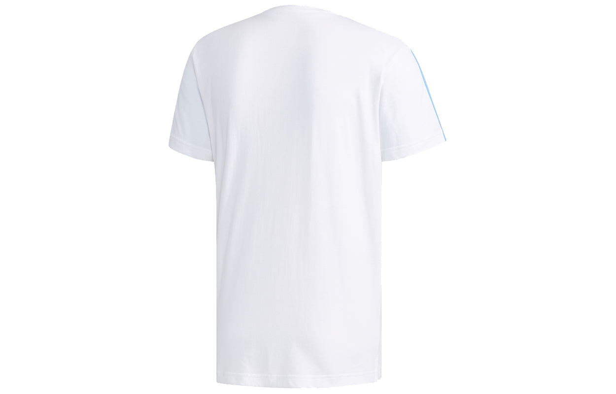adidas neo M Cs Skt Tee 2 Contrasting Colors Stripe Skateboard Printing Short Sleeve White FL3579