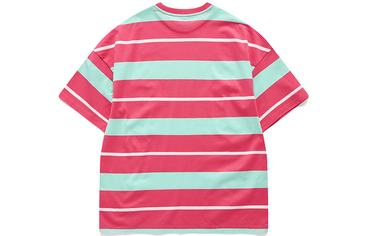 FILA FUSION Contrasting Colors Stripe Loose Sports Short Sleeve Light Lilac Purple T-Shirt T11W122114F-PC