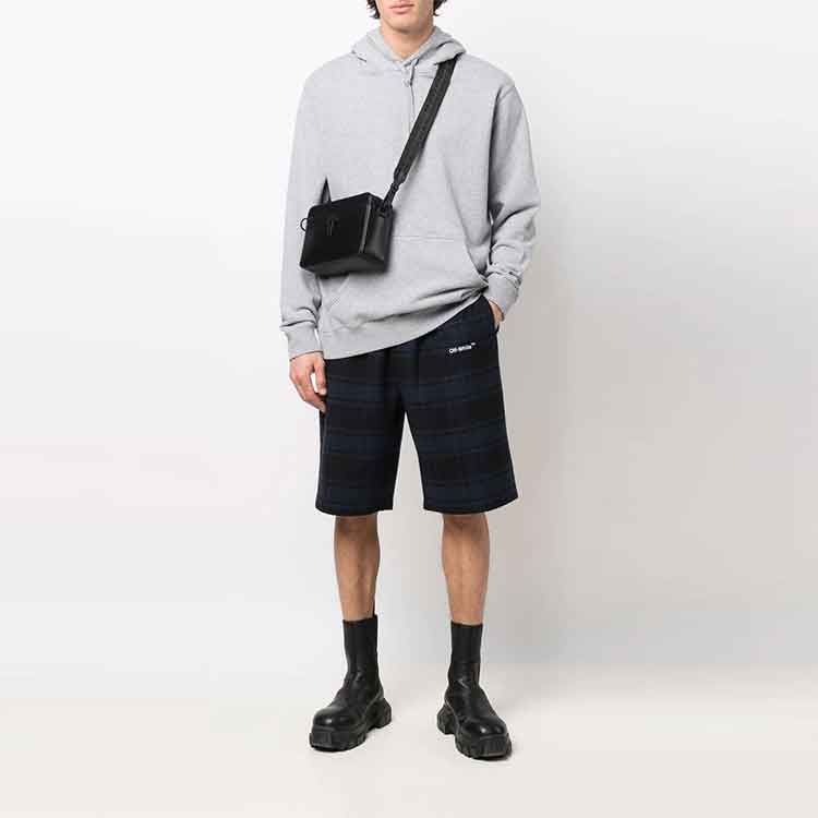Off-White SS22 Arrow Pattern Printing Plaid Shorts Blue OMCB058S22FAB0014501