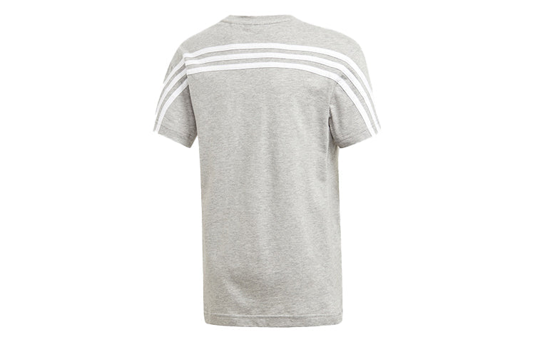adidas Stripe Printing Big Boys Training Sports Short Sleeve light grey ED6480