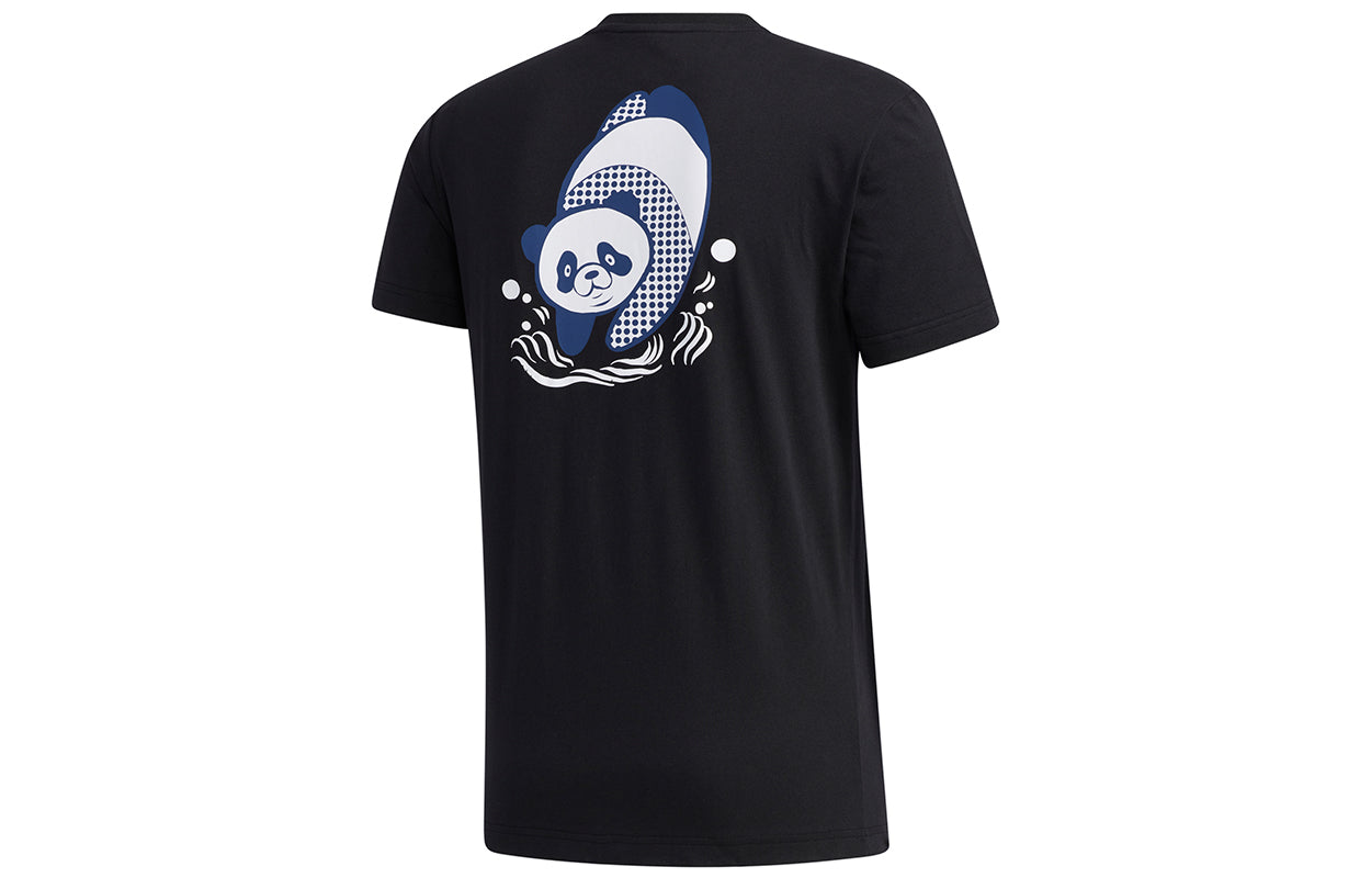 adidas neo M Pnda 3sgrx T Printing Pattern Sports Short Sleeve Black GK1545
