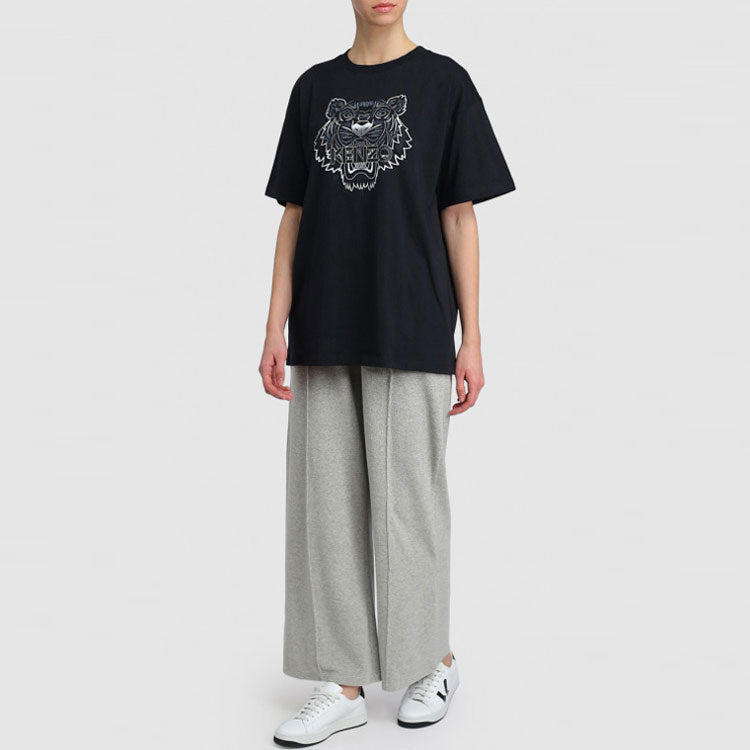 KENZO Tiger Head Printing Cotton Short Sleeve Blue 2TS9724YG-99