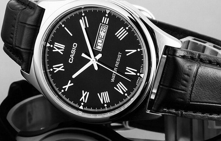 CASIO Leather Band Waterproof Men Mens Black Analog MTP-V006L-1B