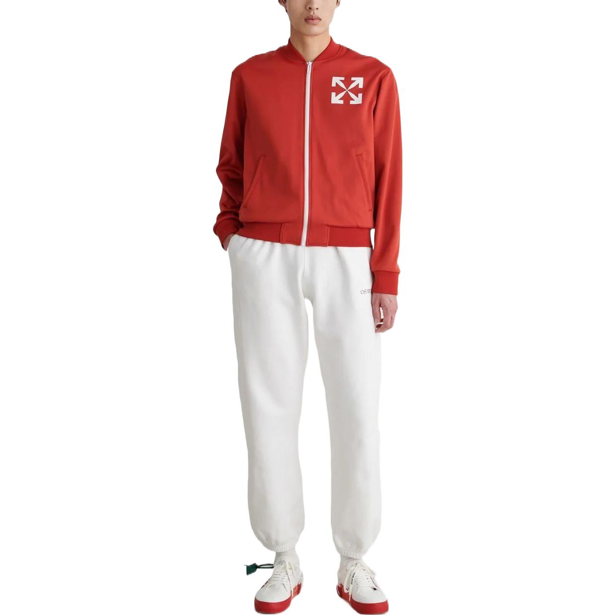 Off-White Arrow Pattern Printing Baseball Collar Jacket Version Red OMBD037S22FAB0022501
