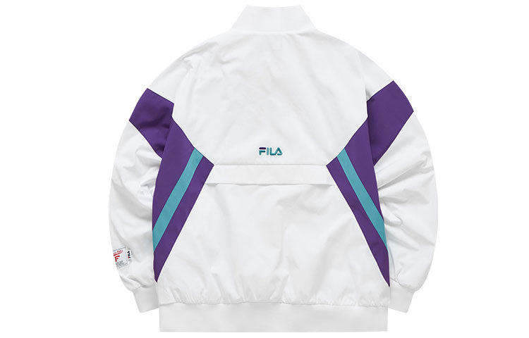 Fila FUSION Splicing Contrasting Colors Woven Stand Collar Jacket White T11W112707F-WT