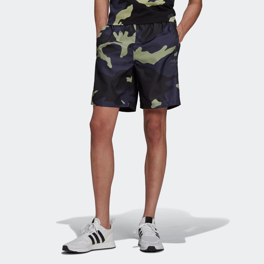 Men's adidas originals Elastic Waistband Camouflage Straight Shorts Blue HF4872