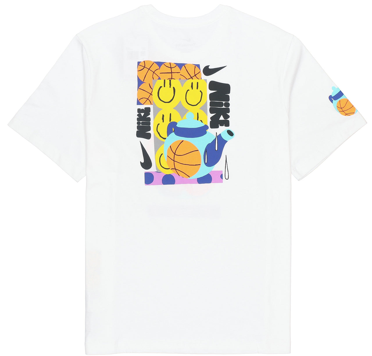 Men's Nike Smiling Face Pattern Printing Logo Breathable Round Neck Short Sleeve White T-Shirt DQ1886-100