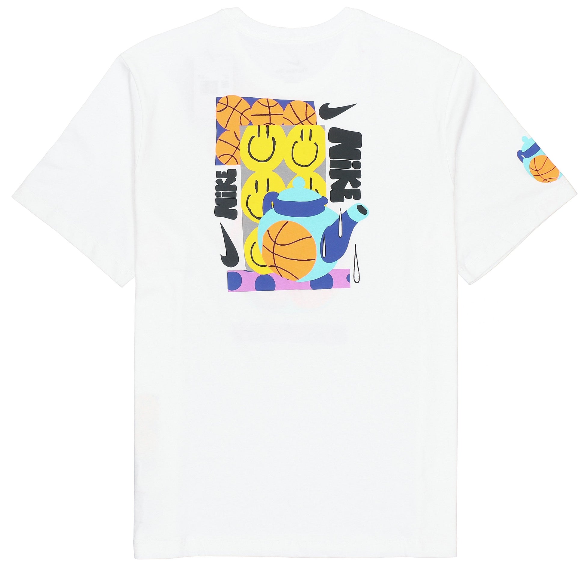 Men's Nike Smiling Face Pattern Printing Logo Breathable Round Neck Short Sleeve White T-Shirt DQ1886-100