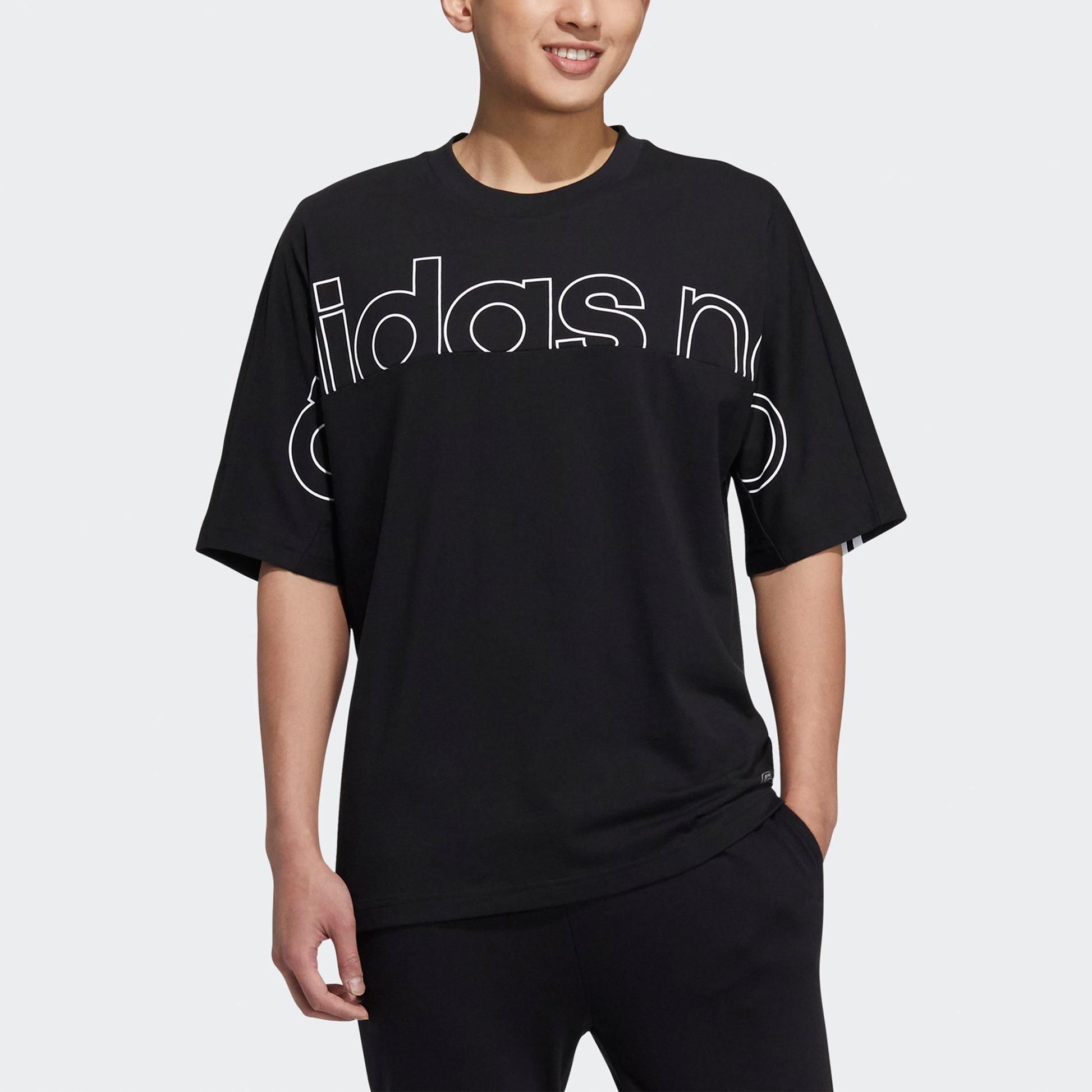 adidas neo M Brlv Tee2 Casual Sports Round Neck Short Sleeve Black H59450