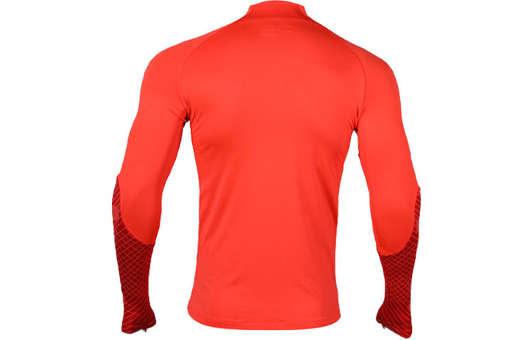 Men's Nike Soccer/Football Half Zipper Stand Collar Long Sleeves Pullover Deep Red T-Shirt DH8733-635