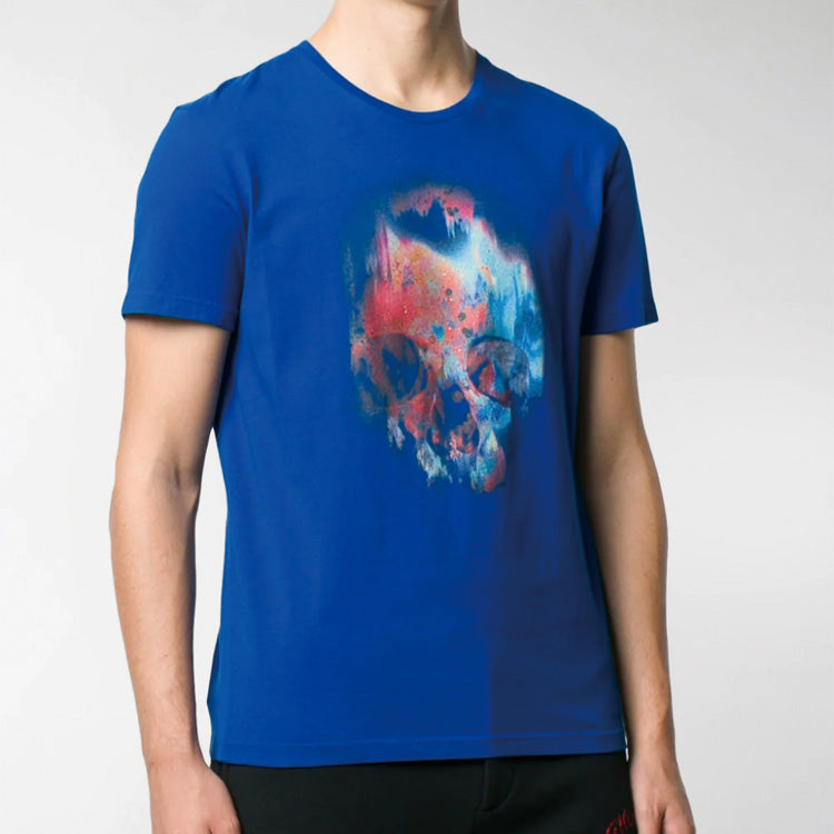 Men's Alexander McQueen Sprayed Skull Blue 595650QOZ600913