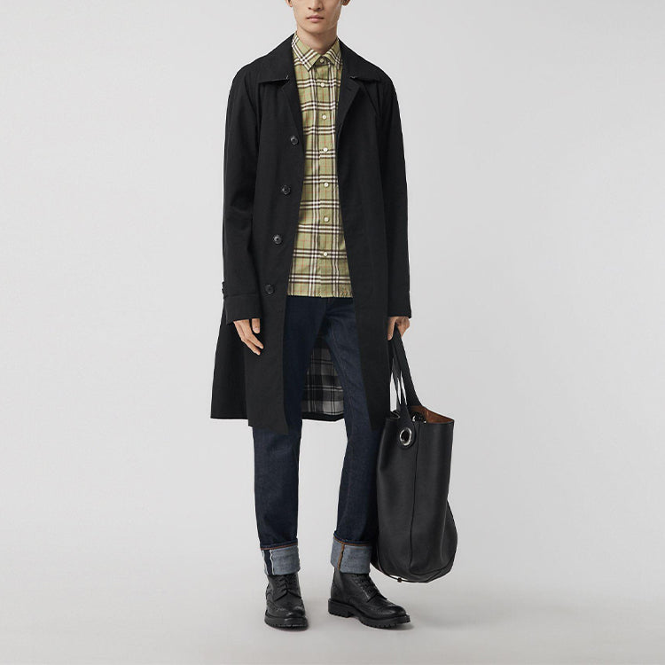 Burberry Check Long Sleeve Shirt Male Green 80032851