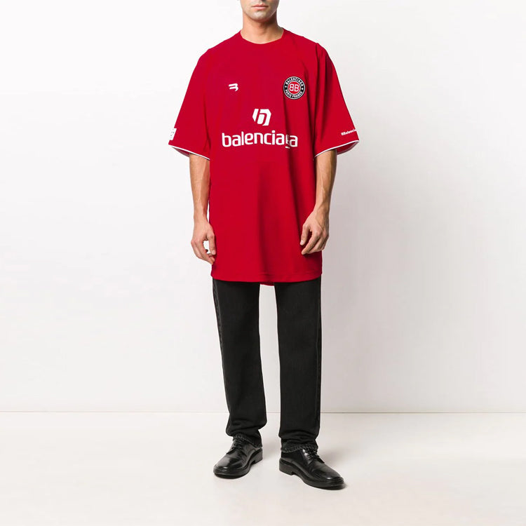 Balenciaga Soccer T-shirt Oversized 'Red White' 641666TJV056540