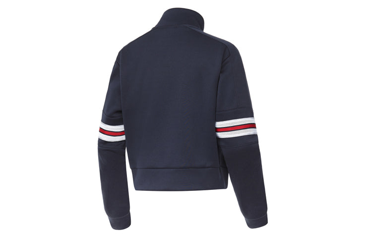 (WMNS) New Balance Stripe Zipper Sports Pullover Hoodie Navy Blue AWT03134-ECL