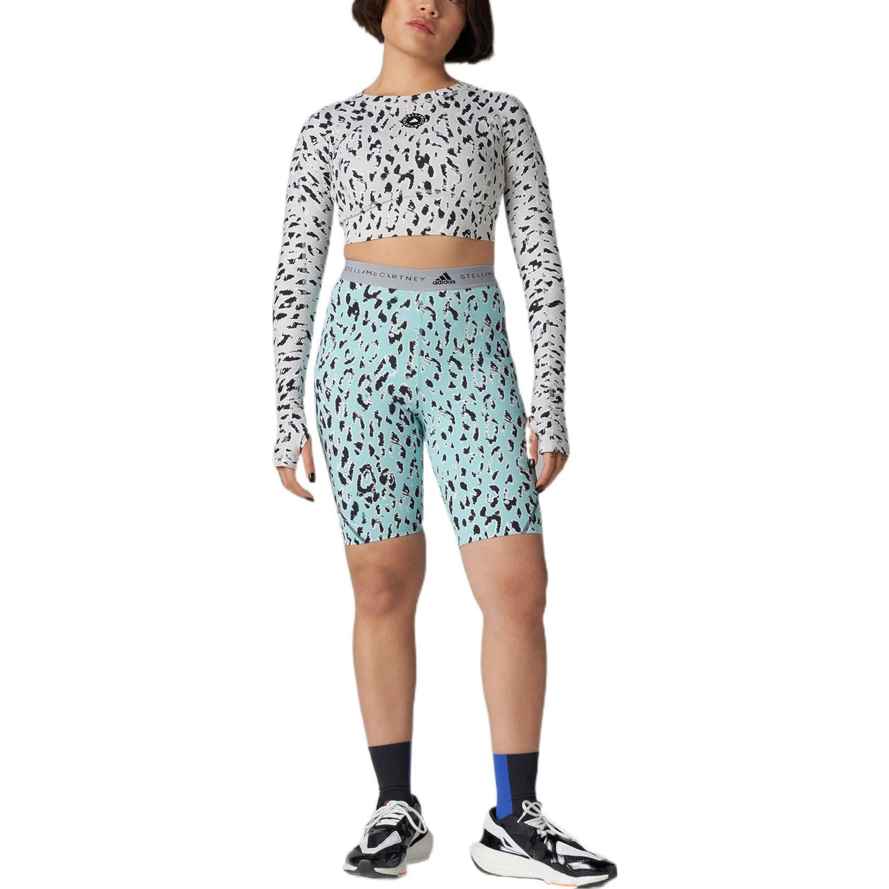 (WMNS) adidas by Stella McCartney TrueStrength Long Sleeve Cropped Top Asia Sizing 'White Black' HC6851
