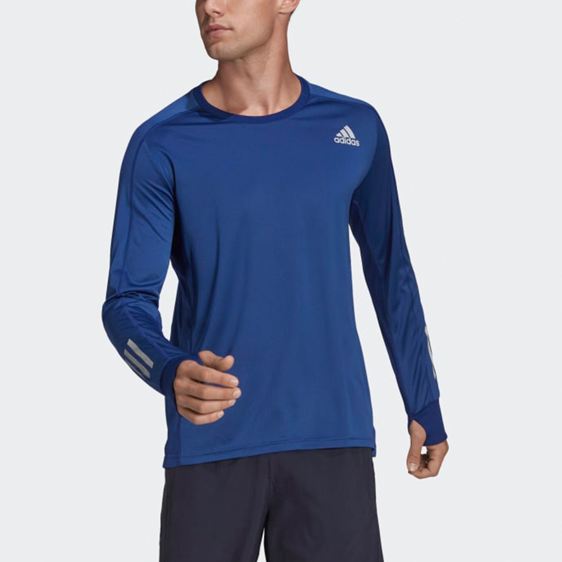 Men's adidas Training Sports Quick Dry Long Sleeves Blue T-Shirt H34501