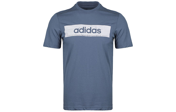 adidas Minimalistic logo Printing Short Sleeve Blue Gray EI4597