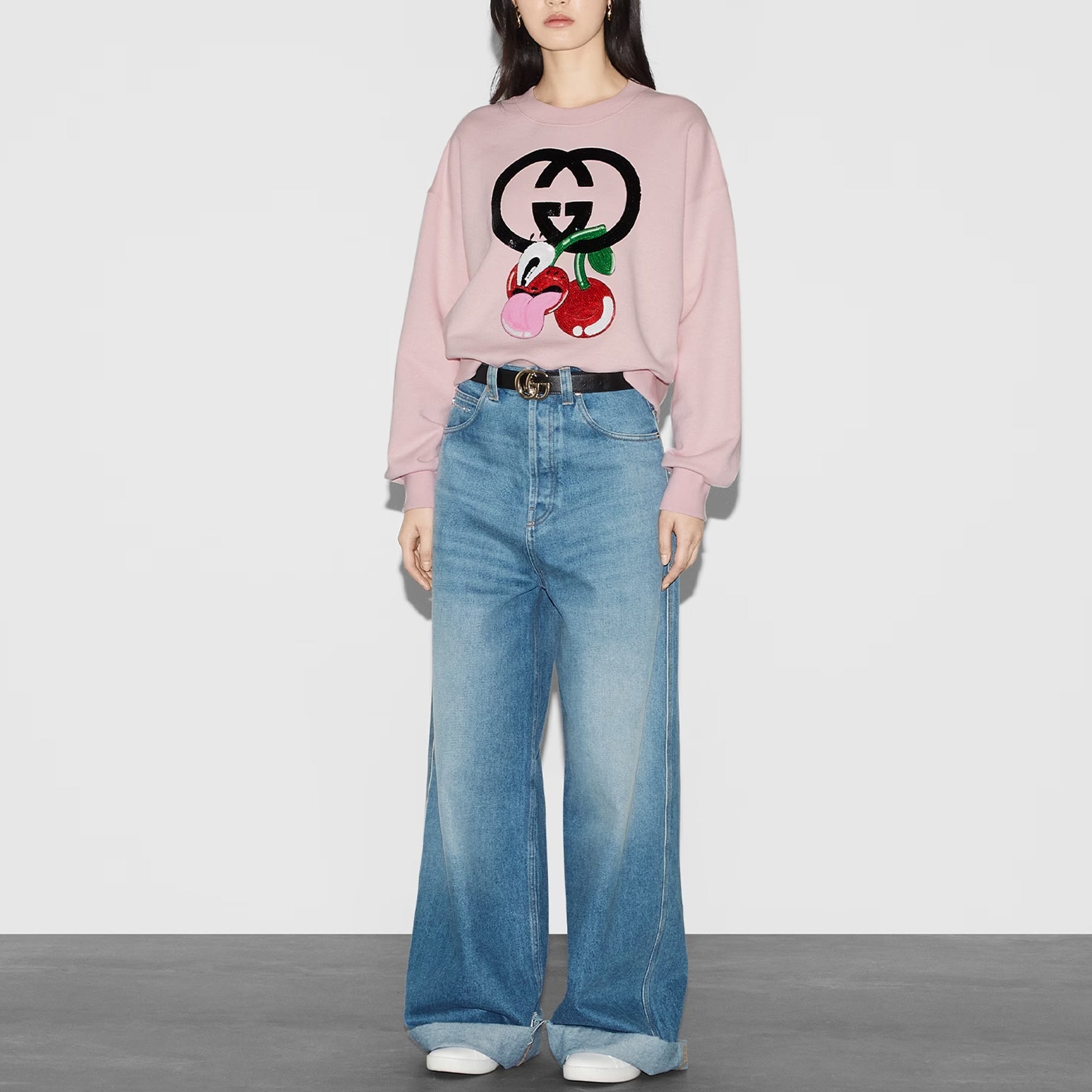 (WMNS) Gucci Cotton Jersey Sweatshirt With Embroidery 'Pink' 773769-XJGHH-5781