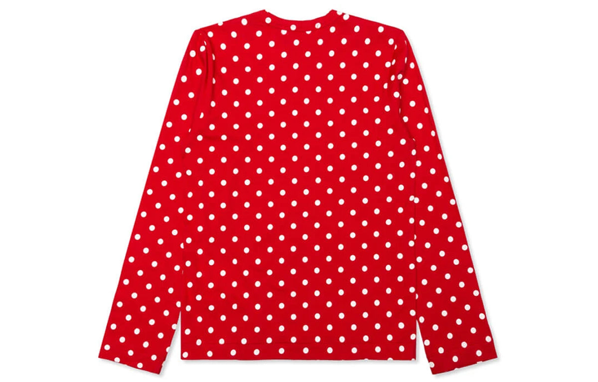 (WMNS) COMME des GARCONS PLAY Polka Dot Long Sleeve Tee 'Red White' AZ-T165-051-3