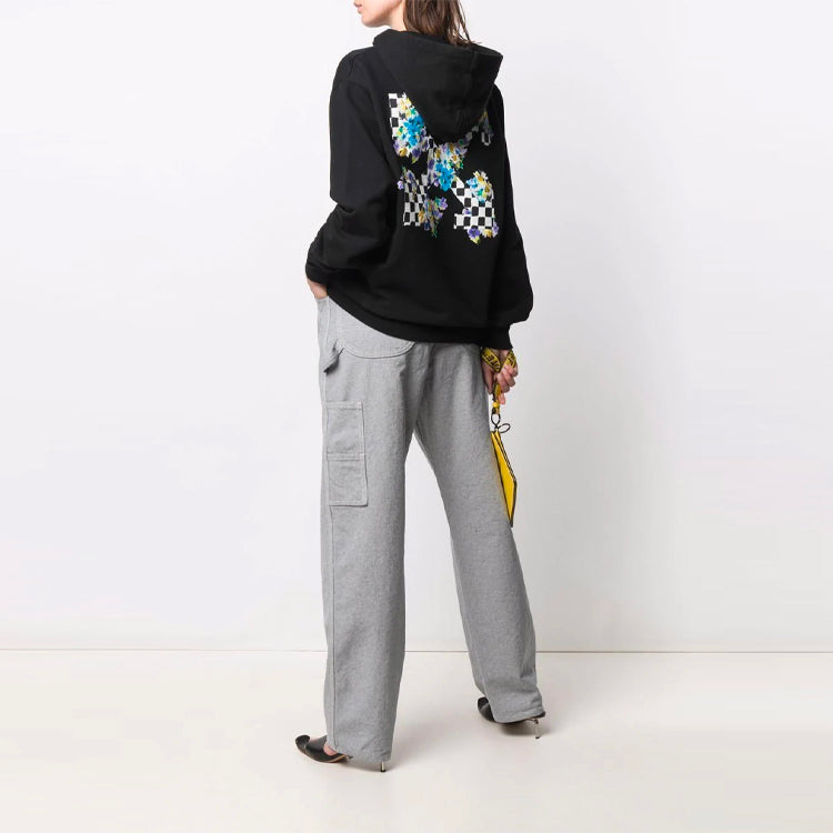 (WMNS) Off-White SS21 Pattern Printing Loose Hoodie Black OWBB035S21JER0021001