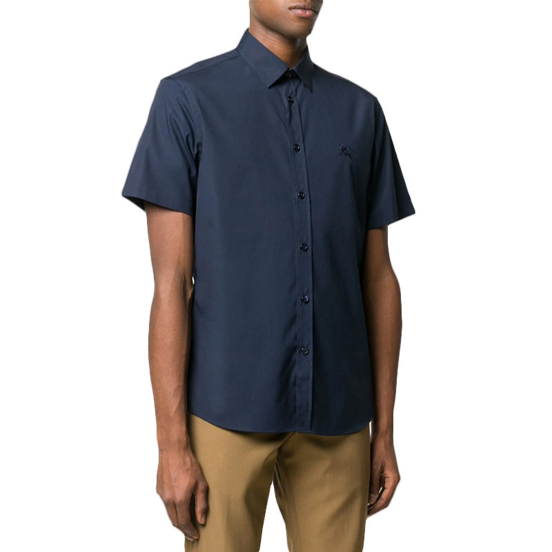 Men's Burberry Casual Shirt Short Sleeve Navy Blue 80257651