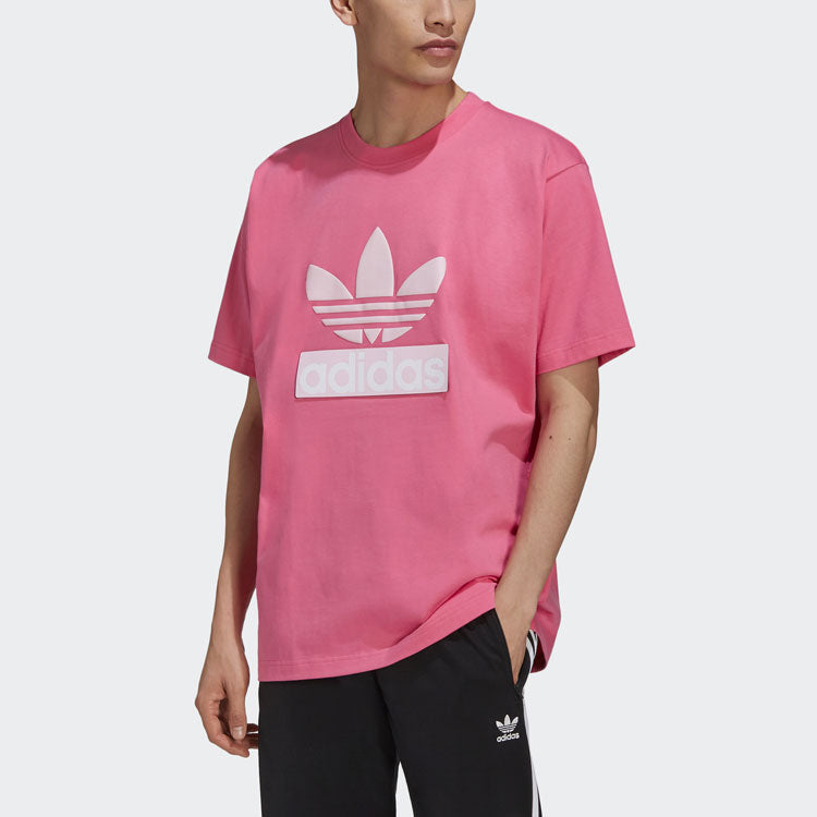 adidas originals Big Trfl Tee Chest Large Logo Printing Round Neck Sports Short Sleeve Phosphors H09348