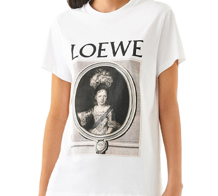 LOEWE Pattern Printing Round Neck Short Sleeve White S6109660PC-2103