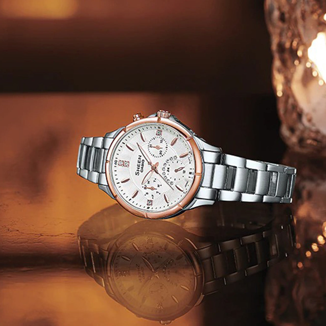 CASIO SHEENSerieses es Silver White Analog SHE-3047SG-7A