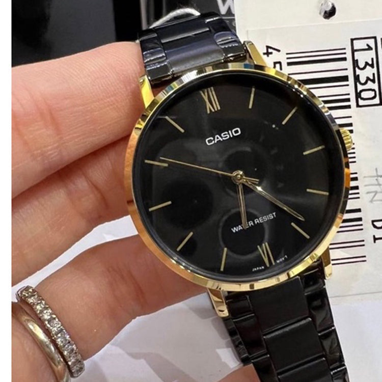 Casio Dress Analog Watch 'Black Gold' LTP-VT01GB-1B