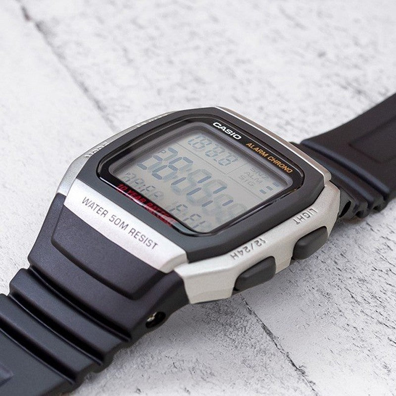 CASIO Waterproof Quartz Sports Analog Mens Silver Digital W-96H-1A