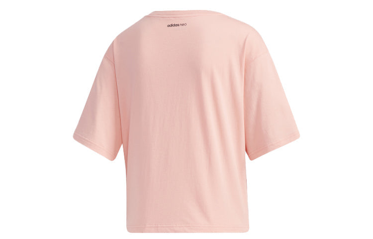 (WMNS) adidas neo Faves Tshirt Shoulder Drop Printing Sports Short Sleeve Pink FP7294