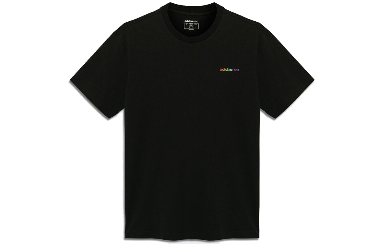 adidas neo U Pd Tee1 Multi-Color Logo Printing Sports Short Sleeve Couple Style Black H65034